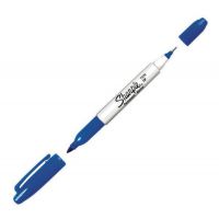 Sharpie Twin Tip Permanent Marker 0.5mm and 0.7mm Line Blue (Pack 12)
