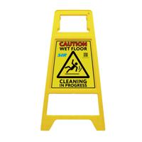 ValueX Cleaning In Progress Caution Wet Floor Plastic Sign Yellow - 0905001