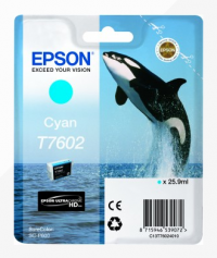 Epson T7602 Killer Whale Cyan Standard Capacity Ink Cartridge 26ml - C13T76024010