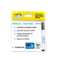 Magic Whiteboard Sticky Notes and Pen 100x100mm 50 Sheets White
