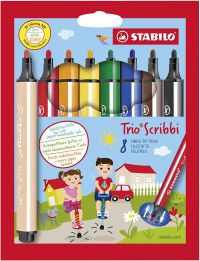 STABILO Scribbi Pen 1.5-2mm Line Assorted Colours (Wallet 8) - 368/8-01
