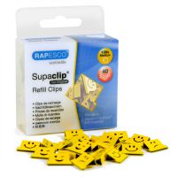 Rapesco Supaclip 40 Refill Clips Assorted Emojis Yellow 40 Sheet Capacity (Pack 100)