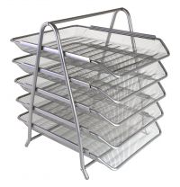 Osco Mesh Front Load 5-Tier Letter Tray (Silver)