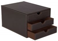 Osco Faux Leather 3 Drawer Sorter Brown