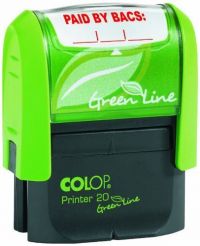 Colop Green Line P20 Self Inking Word Stamp PAID BY BACS 35x12mm Red Ink - C144837BAC