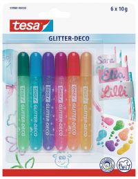 tesa Glitter Deco Glue Pen Assorted Pastel Colours (Pack 6) 59988-00000-00