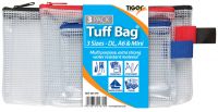 Tiger Tuff Bag Polypropylene Triple Pack of A6 Mini and DL 500 Micron Clear with Assorted Colour Zips (Pack 3) - 301379