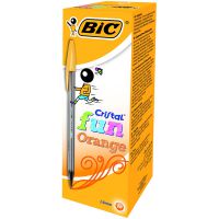 Bic Cristal Fun Ballpoint Pen 1.6mm Tip 0.42mm Line Orange (Pack 20) - 937417