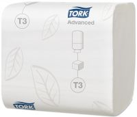 Tork Folded Toilet Paper T3 Advanced 242 Sheets White (Pack 36 Sleeves 8712 Sheets) - 114277