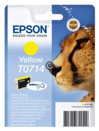 Epson T0714 Cheetah Yellow Standard Capacity Ink Cartridge 6ml - C13T07144012