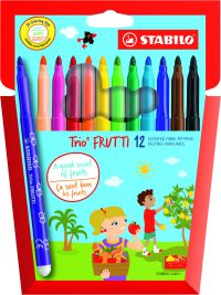 STABILO Trio FRUTTI Scented Felt Tip Pen 2mm Line Assorted Colours (Wallet 12)