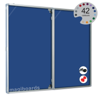 Magiboards Fire Retardant Blue Felt Lockable Noticeboard Display Case Landscape 2400x1200mm - GX2A08LFRBLU