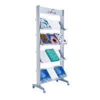 Fast Paper Wide Mobile Literature Display 4 Shelves Grey - F12A4TT35