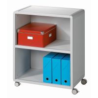 Fast Paper Mobile Bookcase 2 Compartment 1 Shelf Grey