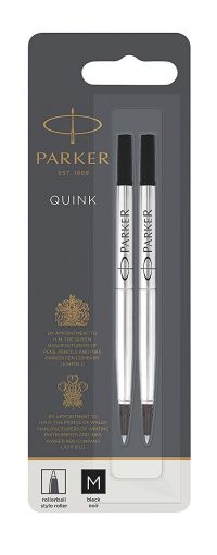 Parker Quink Rollerball Refill for Rollerball Pens Medium Black (Pack 2) - 1950325