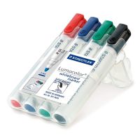 Staedtler Lumocolor Whiteboard Marker Chisel Tip 2-5mm Line Assorted Colours (Pack 4) - 351BWP4