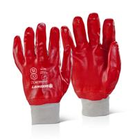 PVC Fully Coated Knit Wrist Red Glove Size 10 (Pair) - PVCFCKWR10