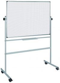 Bi-Office Revolver Gridded Double Sided Non Magnetic Melamine Whiteboard Aluminium Frame 1200x1200mm - QR0302