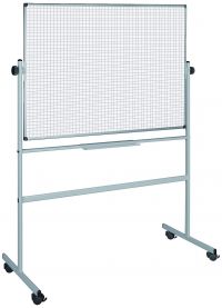 Bi-Office Revolver Gridded Double Sided Non Magnetic Melamine Whiteboard Aluminium Frame 1800x1200mm