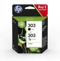 HP 303 Black Tri-Colour Standard Capacity Ink Cartridge Twinpack 2 x 4ml (Pack 2) for HP ENVY Photo 6230/7130/7830 series - 3YM92AE