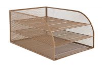 WIREMESH  THREE TIER LETTER TRAY ROSEGOLD