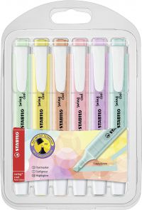STABILO swing cool Highlighters Chisel Tip 1-4mm Line Assorted Pastel Colours (Wallet 6) - 275/6-08