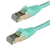 StarTech.com 0.5m Aqua CAT6a Ethernet Cable - 10 Gigabit Shielded Snagless RJ45 100W PoE - 10GbE STP Network Cable with Strain Relief