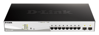 D-Link 10 Port Gigabit Smart Managed PoE Switch - 8 x 10/100/1000BASE-T PoE Ports with 2 x Gigabit SFP Ports