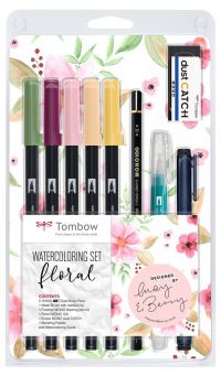 Tombow Floral Theme Watercolouring Set with 10 Items - WCS-FL