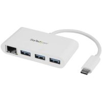 StarTech.com 3 Port USB3 Hub GbE USBC to 3xUSBA White