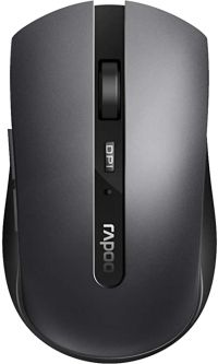 Rapoo 7200M 1600 DPI RF Wireless + Bluetooth Optical Ambidextrous Dark Grey Mouse