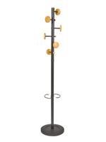 Alba Coat Stand 6 Pegs Plus 3 Mini Pegs Wood And Steel H175cm Black - PMMUSIC N
