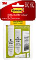 3M Command Picture Hanging Strips Value Pack 8 Large 4 Medium White (Pack 12) 17209 - 7100235862