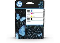 HP 903 Black Cyan Magenta Yellow Standard Capacity Ink Cartridge Multipack 12.4ml + 3 x 4.5ml (Pack 4) for HP OfficeJet 6950/6960/6970 AiO - 6ZC73AE