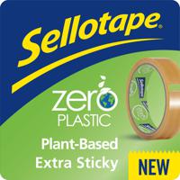Sellotape Zero Plastic Plant Based Easy Tear Extra Sticky Tape Clear 24mm x 30m - 2956197