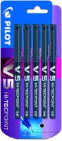 Pilot V5 Hi-Tecpoint Liquid Ink Rollerball Pen 0.5mm Tip 0.3mm Line Black (Pack 5) - 3131910541103