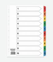 ValueX Index 1-10 A4 Card White 150gsm with Coloured Mylar Tabs - 80043DENT