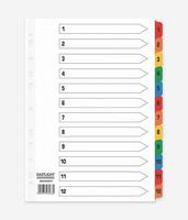 ValueX Index 1-12 A4 Card White 150gsm with Coloured Mylar Tabs - 80020DENT