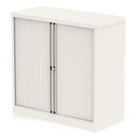 Qube by Bisley Side Tambour Cupboard 1000mm without Shelves Chalk White BS0002