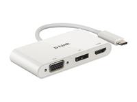 D Link 3in1 USB C 4K Dock HDMI VGA and DisplayPort Adapter White