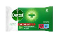 Dettol 2in1 Antibacterial Wipes (Pack 15) - 3075819