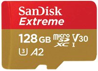 SanDisk Extreme Plus 128GB MicroSDXC U3 UHD 4K A2 V30 Memory Card with SD Card Adapter