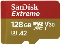 SanDisk Extreme 128GB Class 3 MicroSDXC Memory Card and Adapter