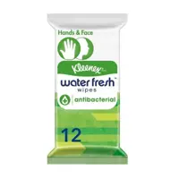 Kleenex Antibacterial Hand and Face Wet Wipes Water Fresh Pack of 12