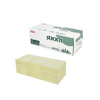 Stickn FSC Sticky Notes 38x51mm 100 Sheets Per Pad Pastel Yellow Plastic Free Packaging (Pack 12) - 21892