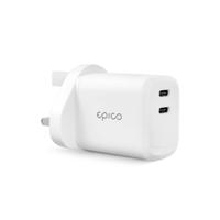 Epico 45w Dual USB C Charger with UK Plug White