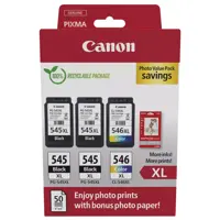 Canon PG545/CL546 CMYK High Yield Ink Cartridge  2 x 15ml + 1 x 13ml - 8286B015