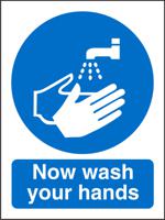 Seco Mandatory Safety Sign Now Wash Your Hands Self Adhesive Vinyl 150 x 200mm - M001SAV150X200