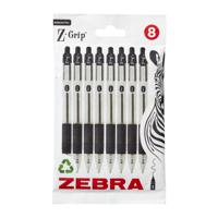 Zebra Z-Grip Retractable Ballpoint Pen 1mm Tip Black (Pack 8) - 02771