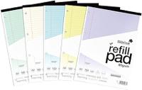 Silvine SEN Refill Pad A4 With Tinted Coloured Papers 100 Page In 5 Assorted Colours Ruled With Margin 4 Hole Punched (Pack 5) - A4RPTINAC